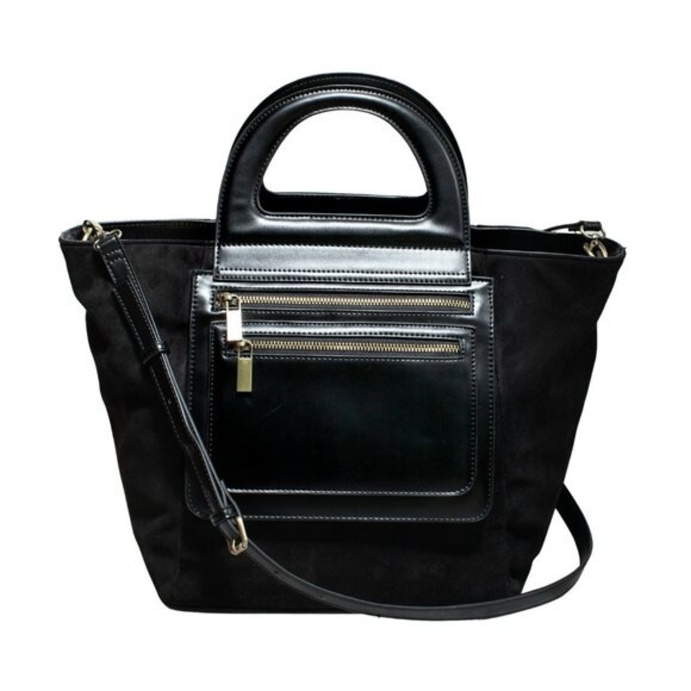 Anthropologie Black Tote with Leather Accents